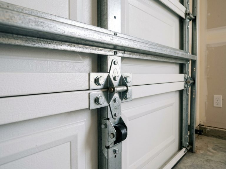 Steel sectional garage door panel repair with heavy duty hinges in Hollywood FL